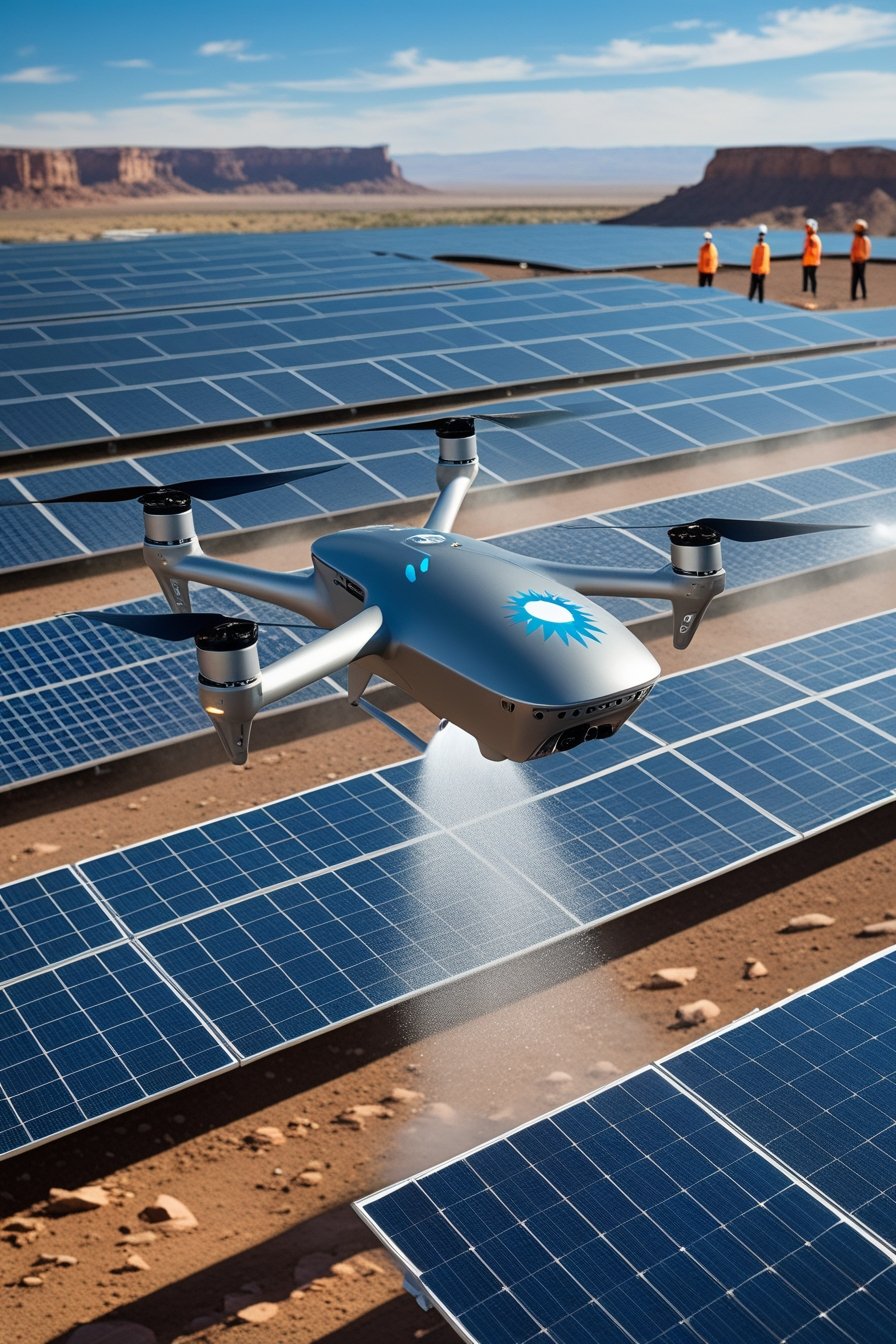 drones nettoyage panneaux solaires drones